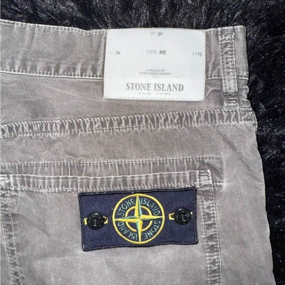Stone Island Taupe Trousers with Logo Patch